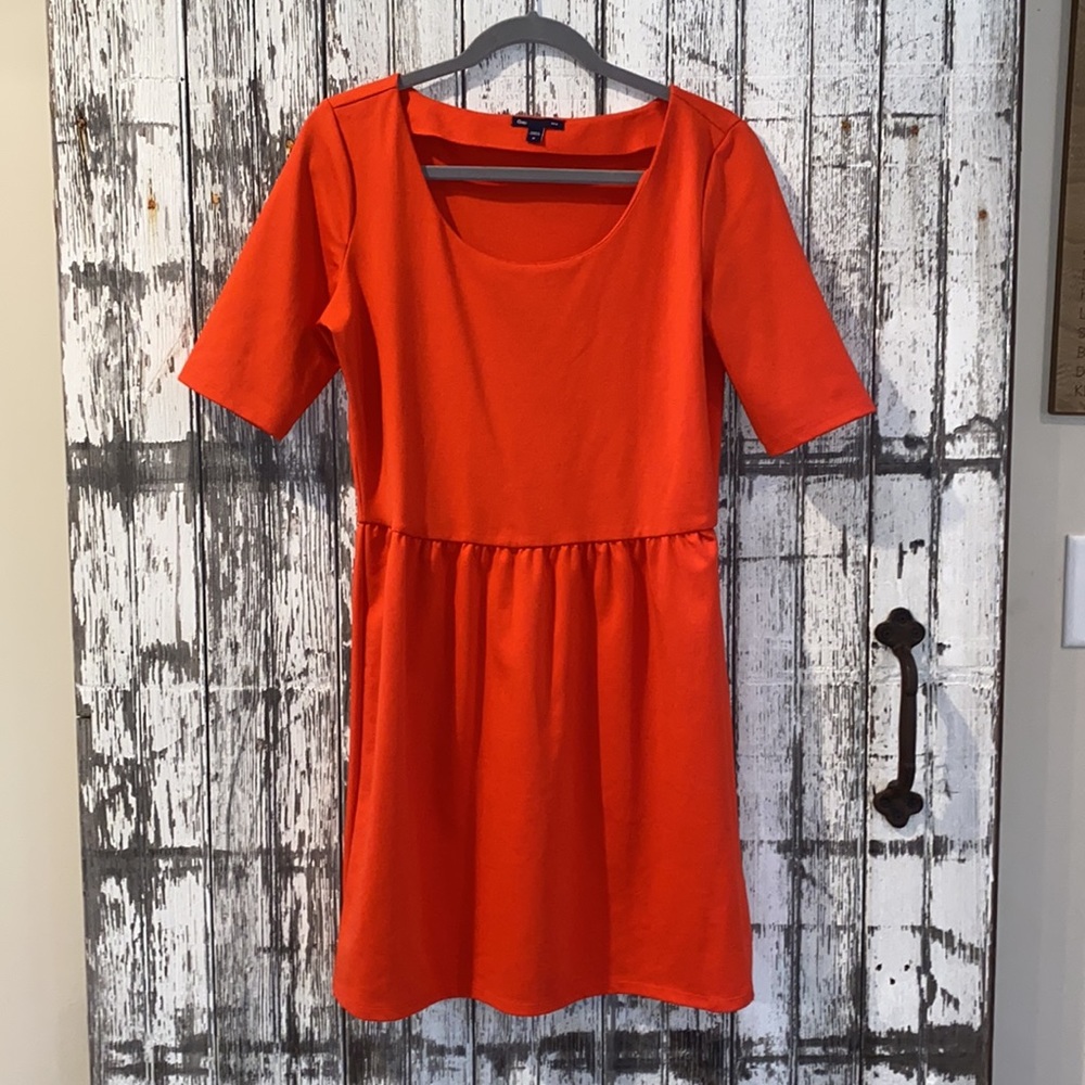 Gap coral orange cinch waist dress